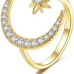 myki Shining artistry Statement Moon & StarAdjustable Ring For Women & Girls-picture-24