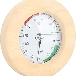 Cyrank 2 in 1 Sauna Thermometer Hygrometer, Wooden Sauna Hygrothermograph Wall Mounted Real Time Monitoring Sauna Room Thermometer and Hygrometer-image-55