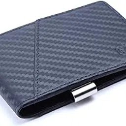 brooklyn bridge Genuine Leather Money Clip Wallet for Men Carbon Fiber Blue – Slim RFID Blocking Front Pocket Wallet, Minimalist Bifold Card Holder, Stylish Gift for Men-picture-40