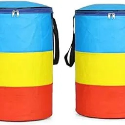 Set of 2 Foldable Laundry Baskets with Zipper Lid – Multicolor Clothes Storage Hampers with Handles for Kids, Home & Bedroom-image-70
