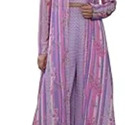 janasya Women's Georgette Chevron 3 Piece Top With Palazzo Set-picture-17