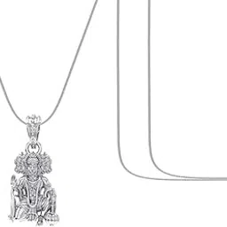 akshat sapphire Sterling Silver (92.5% purity) God Panchmukhi Hanuman Chain Pendant (Pendant with Chain- 22 inches) for Men & Women Pure Silver Lord Panchmukhi Chain Locket for Good Health-picture-26