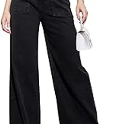 sassafras Black High Waist Flap Pocket Straight Jeans-picture-42