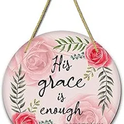 AR Creative His Grace Is Enough - Bible Verse Wall Hanging For Home Decoration, Bible Quotes MDF Wooden Wall Art, Bible Verse, Home, Office Decor, Wall Wood Hanger (10.5 inch x 10.5 inch)-picture-10