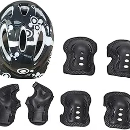 UJEAVETTE 7Pcs Kids Bike Helmet Kit Protective Gear for Girls Skateboard Rollerblading Black-image-95