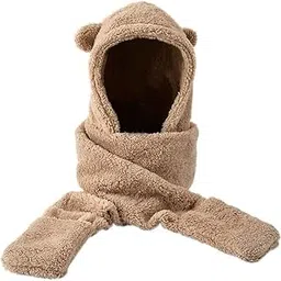 Licogel Hooded Scarf Winter Hat Breathable Cozy Lightweight Lovely Causal Hoodie Hat Cute Multifunctional with Pockets for Women-picture-26
