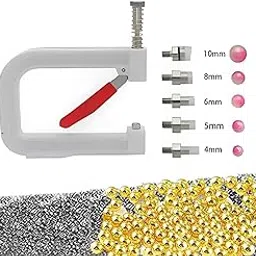 Sewing Hand Press Pearl Setting Machine Tool with Sample Pearls & Nails(Rivet) Pack of 1 image 1