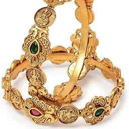 sukkhi Traditional Gold Plated Red And Green Kada Bracelet Bangle Jewellery Set for Women & Girls-picture-39