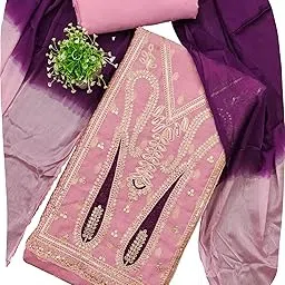 ethnicjunction Women's Chanderi Silk Embroidered Unstitched Salwar Suit Dress Material with Dupatta-picture-21