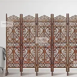 TRADITIONAL CRAFT Wooden Room Partition with Stands/Wall Divider for Living Room/Room Divider Wall Separator for Office (5 Panel with Stand)-picture-33