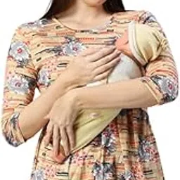 true shape Feeding Tops for Mothers with Zip | Knitted Hosiery Zipless Maternity Tunic Shirt with Breastfeeding Access for Pre & Post Pregnancy-picture-56