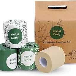 Kind of Earthy Bamboo Tissue Paper Rolls, Toilet Rolls, Biodegradable, Chemical-Free, Long, Soft and Strong, 2 Ply, 270 Pulls. Tree Free Bathroom Tissue Made with Bamboo Pulp (4)-picture-13