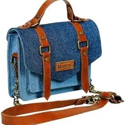 bhastra Denim Sling Bag | Denim & Vegan Leather | Bag for Women - Girls Travel Crossbody Bags with Adjustable Strap - Ladies Shoulder Purse Stylish Handbag | Promotes Sustainable Fashion-picture-20
