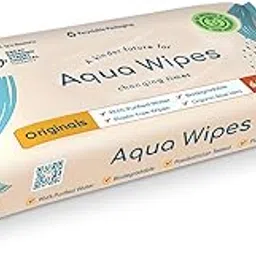 Aqua Wipes Baby Wipes| 100% Biodegradable, Plastic-Free, 99.6% Water | Newborn Safe, Vegan, Paraben & Perfume Free (Pack of 1)-picture-44