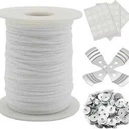 FirstTry Candle Making Accessory Combo - 200 Ft Cotton Braided Threads, 2 Pcs Metal Wick Holders, 100 Pcs Sustainer Tabs, and 60 Pcs Wick Stickers I for Homemade DIY Candle Decorating Art Crafts-picture-22