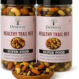 Desiway Healthy Trail Mix Super Food Combo Pack, Premium Dry Fruits and Nuts Mix for Immunity Boost and Muscle Gain, 400g, 2 Jars-image-2