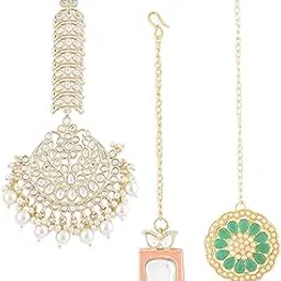 zaveri pearls Combo of 3 Gold Tone Kundan Maangtikka For Women-ZPFK13079-picture-13