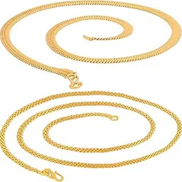 (FF325_FF364 Gold Plated Golden Brass Combo Chain For Men Women - 24 Inches Long-image-17