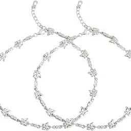 zavya 925 Sterling Silver Rhodium Plated Anklet | Gifts for Women & Girls | With Certificate of Authenticity and 925 Hallmark image 1
