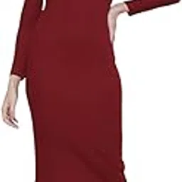 sassafras Women Rib Puff Sleeves Square Neck Bodycon Dress-picture-51