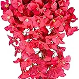 Tdas Artificial Hanging Bougainvillea Flowers Leaves Eucalyptus Ivy Garlands Plant Greenery Vine Creeper Home Decor Door Wall Balcony Decoration Party Festival (Dark Pink)-picture-10