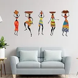 Masstone PVC Vinyl Comics & Cartoons African Lady Miniature Cartoon Wall Sticker 82x40 Cm - Pack of 1-picture-32