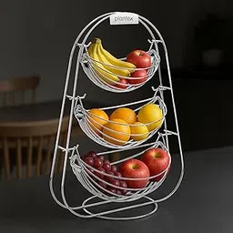 Plantex Stainless Steel 3 Step Swing Fruit and Vegetable Basket/Fruit Basket/Vegetable Basket for Kitchen and Dining Table-image-74