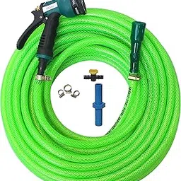 5M Braided PVC Water Pipe | 0.5 Inch | Durable, Flexible & Lightweight | 7-Mode Spray Gun, Connector & Clamps | Garden Watering & Cleaning (Multicolor) (16.40 ft)-picture-17