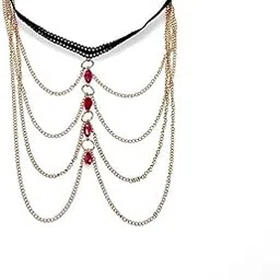 Multi-Layer Crystal Leg Chain | Red Crystal Elastic Body Chain for Women & Girls-image-14