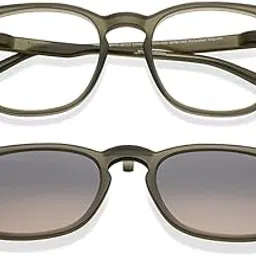 HUSTLR Lenskart Switch | Zero Power Bluecut & Anti-Glare Computer Glasses with Sun Clip-Ons | Two in one glasses | Military Green - Brown Full Rim Square | Unisex | Large | LH E17771-W-picture-60