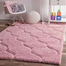 Carpet trends Soft Shaggy Pink Rug for Living Room, Bedroom & Kids Room, Modern 3D Pattern Plush Carpet, Anti-Slip, Washable & Cozy Mat for Home Decor (2x6 feet (60 x 180 cm), 3D - Rectangular)-image-19