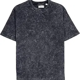 mooney's Acid Wash Cotton T-Shirt, Round Neck | Half Sleeve, Regular Fit - Navy Blue-picture-37