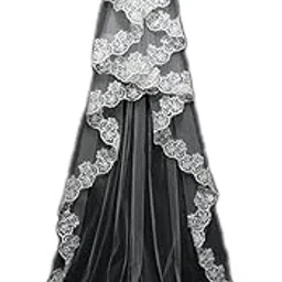 Gownlink Bridal Long Veil Wedding Hair Accessory White Lace And Net With Comb-picture-51