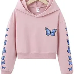 pdkfashions Women's Casual Long Sleeve Butterfly Print Crop Hoodie Sweatshirt-picture-18