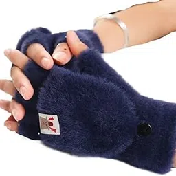 Women Winter Gloves Soft Fur Angora Rabbit Wool Casual Running Windproof Hand Gloves with Touchscreen Fingers Fblue-image-55