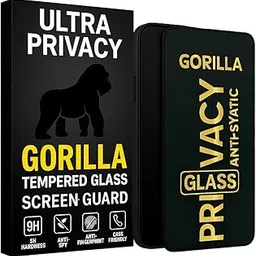 Ultra Privacy Gorilla Tempered Glass for Poco F7 5G,Anti-Spy,With Free Installation kit,Military Grade Protection, 9H, Edge to Edge Extra Strong Glass.-image-0
