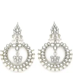 karatcart Oxidised Silver Kundan Chandbali Earrings-picture-41