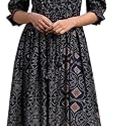 libas Women's Silk A-Line Midi Dress (29173R_Blue_L)-picture-35