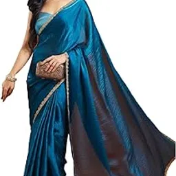 lorofy Women's Two Tone Fendy Chiffon Saree (Rama,)-picture-33