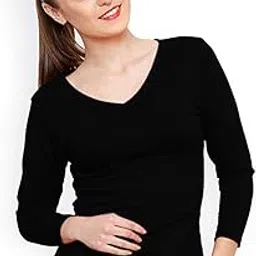 sundish Women's 3/4 Sleeves Regular Fit V-Neck Cotton T-Shirt-picture-25