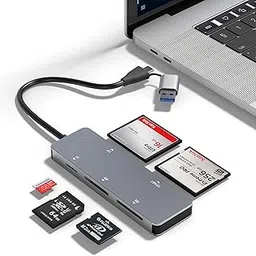 CFast Card Reader, USB 3.0 USB C CFast 2.0 Card Reader, 5Gbps Aluminum CFast Memory Card Adapter for Lexar, Transcend, Sony Card, Read 5 Cards Simultaneously for CFast/CF/SD/TF/XD Card image 1