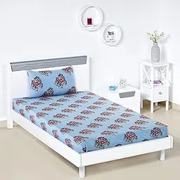 Amazon Brand - Solimo Polycotton Flower Rush Single Bedsheet with 1 Pillow Cover, Multicolor, 95 GSM, 144 Tc image 1