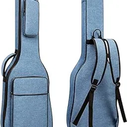 UNIQUE GALLERY 39 40 41 Inch Electric Guitar Bag Soft Guitar Case, 0.44 Inch Thick Padded Electric Guitar Gig Bag Waterproof Guitar Backpack with Pockets, Blue-picture-36