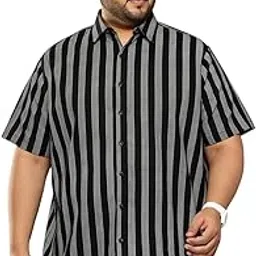 thomas scott Men's | Regular Fit | Knitted Fabric | Stripes Printed | Plus Size | 100% Cotton | Short Sleeve | Spread Collar | Casual | Shirt for Men-picture-33