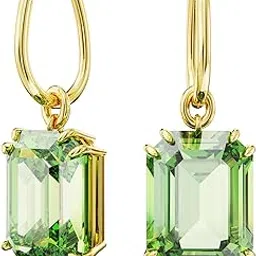 swarovski Millenia drop earrings, Octagon cut, Green, Gold-tone plated-picture-18