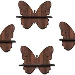 CRAFTZO Wall Mounted Shelf for Living Room Stylish MDF Shelf, Freestanding for Living Room, Bedroom, Kitchen (Pack of 4, Brown) (Butterfly Shelf)-picture-10