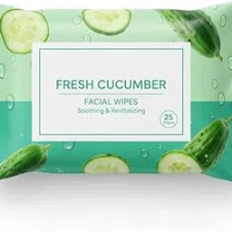 Fresh Cucumber Facial Wet Wipes, Soothing and Revitalizing, 25 Count Pack, With Natural Cucumber Extract (Pack Of 2)-picture-38