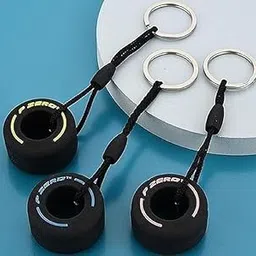 SBA PRIME Mini Tire Keyring F1 Racing Key Chain Soft Rubber Wheel Keychain for Car Bike Men and Women Black-picture-26