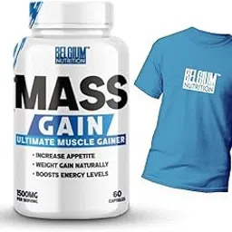 BELGIUM NUTRITION Muscle Gain Mass & Weight Gainer Capsule for Muscle Growth, Stamina & Strength , Fast Weight & Muscle Gain, Weight Gainer Supplement for Men & Women- 60 Cap. | Free T-Shirt-image-25