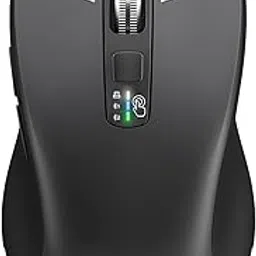 Wireless Bluetooth Mouse (USB + BT1 + BT2), Full Size, 4-Way Scrolling, Multi-Device Silent Mouse for Computer, Laptop, iPad, MacBook (Grey)-picture-17